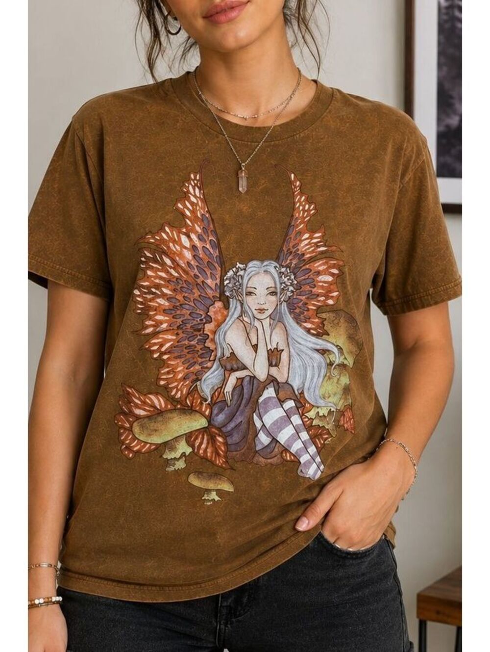 Amy Brown Mushroom Fairy T-Shirt XS Hot Topic Fairycore Fantasy Graphic 2022